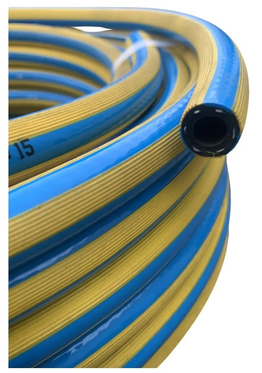 Yellow/Blue Ribbed Air/Water Hose 25mm per metre