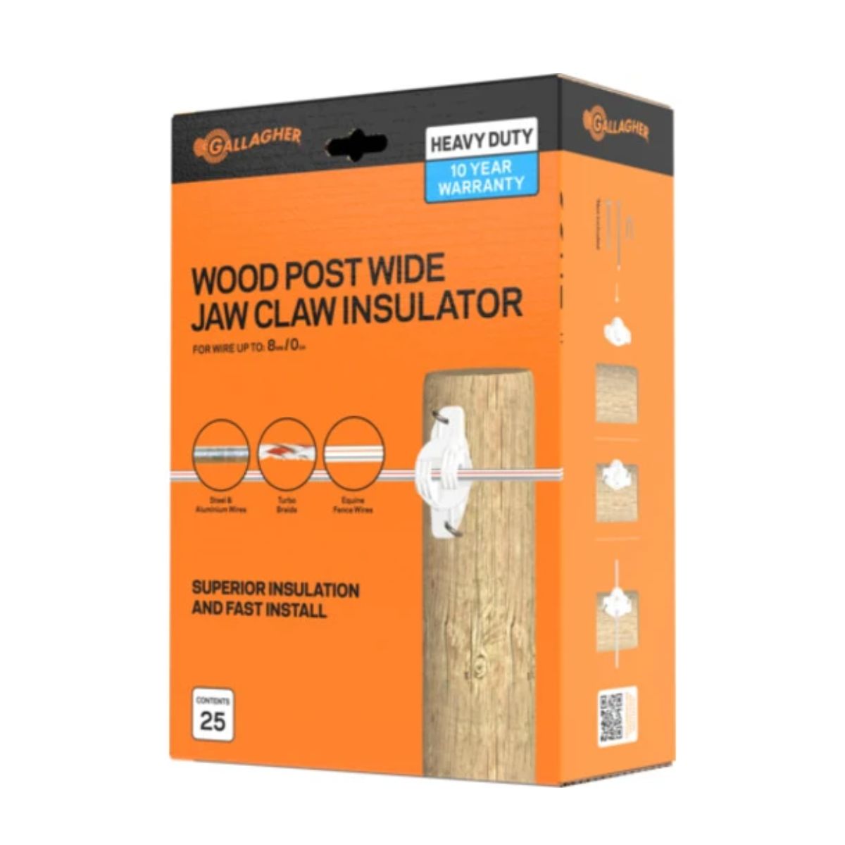Gallagher Wood Post Wide Jaw Claw Insulator G67614
