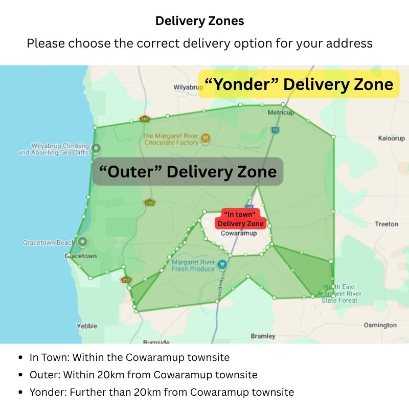 Supagas Delivery Zones for 45kg LPG Gas Bottles in Cowaramup